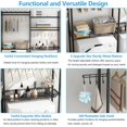 thumbnail image 6 of Heavy Duty Laundry Shelf, 5-Tier Over Washer Dryer Organizer with Wire Basket & Hanging Hook, Adjustable Drying Rack for Bathroom Bedroom, Black, 6 of 6