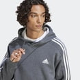 thumbnail image 3 of Sudadera con capucha adidas Essentials de forro polar para hombre, 3 rayas, gris oscuro, XL, 3 of 6