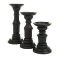 thumbnail image 6 of DecMode 3 Candle Black Mango Wood Turned Style Pillar Candle Holder, Set of 3, 6 of 8