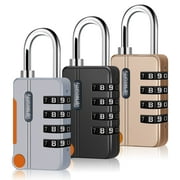 APODESS 3 Pcs 4 Digit Combination Locks, Resettable Sport Padlock, Multifunctional Waterproof Password Padlock for Gym, Fence, Staff Locker