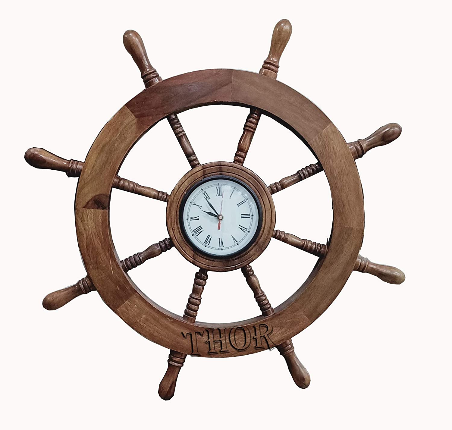 Nautical Exclusive Pirate's Ship Steering Wheel Styled Clock Wall Decor ...
