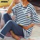 thumbnail image 3 of Pijamas de algodón de dibujos animados para mujer, ropa de dormir de manga corta, pantalones largos, ropa de casa de moda, ropa de casa, verano, primavera, nuevo, 3 of 4