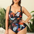thumbnail image 2 of Aayomet Swimsuit Women Size Colorful Random Flower Wavy Leopard Print Conservative Hot Spring Adjustable Backstrap (Black, L), 2 of 5
