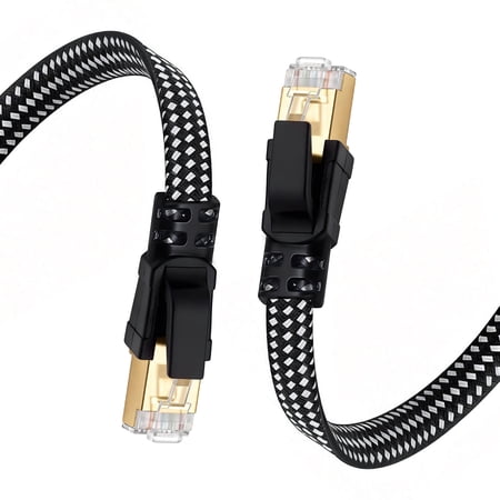Cat8 Ethernet Cable 3ft, High Speed 40Gbps 2000Mhz Braided Gaming Internet Cable with RJ45 Connector, Heavy Duty LAN Cord S/FTP UV Resistant for Router/Gaming/PC