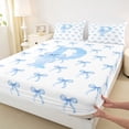 thumbnail image 5 of Erosebridal Blue Bow Letter P Bed Sheets for Girls, Watercolor Ribbon King Sheets, 4-Piece, 5 of 6