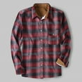 thumbnail image 3 of XMMSWDLA Deals Clearance Mens Plus Top Plaid Padded Shirts Casual Long Sleeve Button Down Lapel Jackets Slim Fit Winter Warm Tops Blouse, 3 of 4
