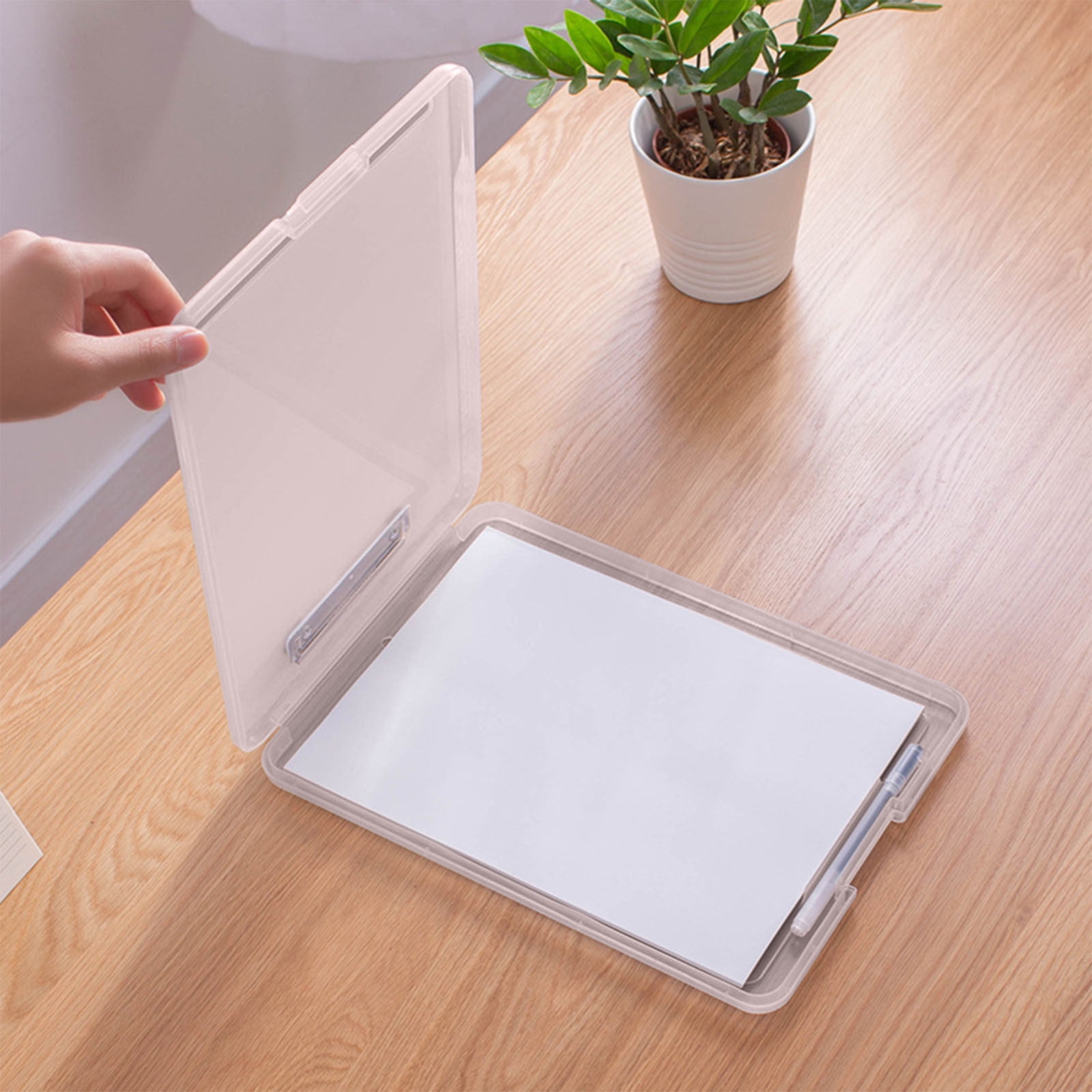 Byujiro A4 Plastic Clipboard Storage Box File Organizer Case with Built-in Clip, Waterproof Document Holder for Office, School, Home & Travel Paper Storage