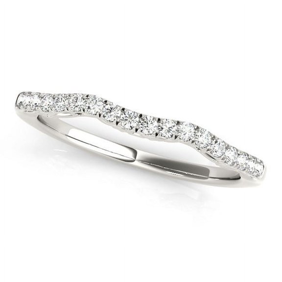 14k White Gold Wave Motif Diamond Wedding Band (1/5 cttw) Size 3