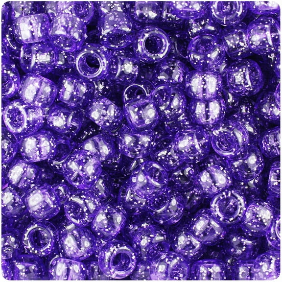 BeadTin Amethyst Sparkle 9mm Barrel Pony Beads (500pc)