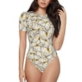 thumbnail image 1 of Fotbe Different Butterflys Body de Mujer con Cuello Redondo y Mangas Cortas, Sin Mangas Ajustado, Suave, Cómodo y Básico-Small, 1 of 7
