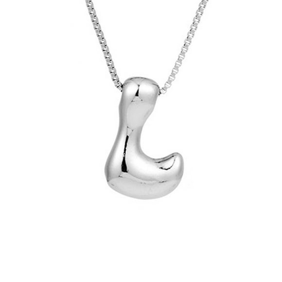 Colgante con iniciales, cadena de letras en tono plateado, collar personalizado con nombre y colgante de letras para mujer, 12g