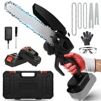 Cordless Chainsaw, HDJ Mini Chiansaw with 6 inch / 8 inch Chians, Portable Handheld Electric Chainsaw for Household & Garden