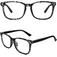 thumbnail image 1 of Happy Store CN82 Large Oversized Bold Frame UV 400 Clear Lens Horn Rimmed Glasses,Black Spot, 1 of 5