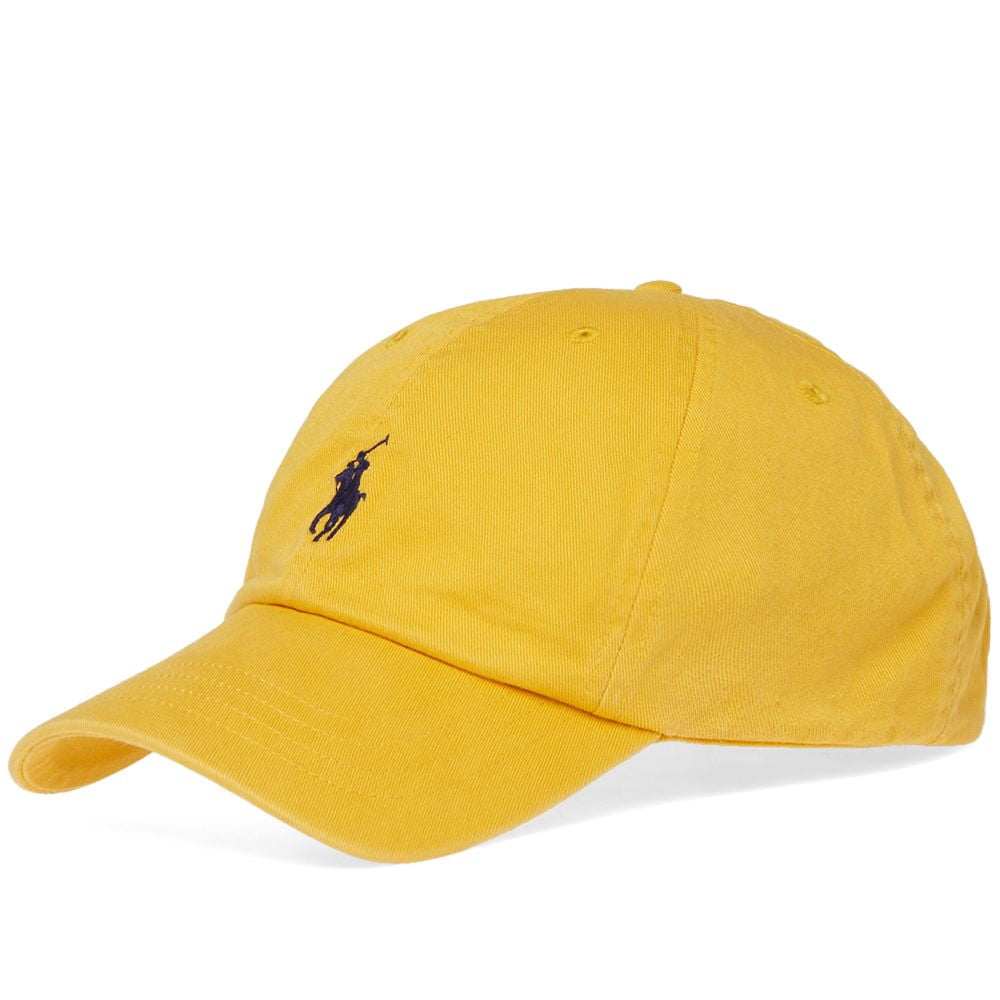purple polo hat with yellow horse