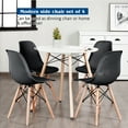 thumbnail image 6 of Costway Set of 4 Plastic Hollow Out Chair Mid Century Modern Wood-Leg Seat Black, 6 of 12