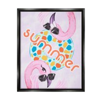 Stupell Industries Pink Summer Flamingos Pool Float Tropical Sunglasses Graphic Art Jet Black Floating Framed Canvas Print Wall Art, Design by Ziwei Li