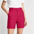 thumbnail image 3 of Womens Dress Shorts Business Casual Work Wear Polyester Short,Hot Pink Size 2XL, 3 of 5