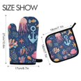 thumbnail image 2 of Yayeee Oven Mitts and Pot Holder Set of 2 Heat Resistant Kitchen Gloves Baking Hot Pad, Pink Jellyfish, 2 of 5