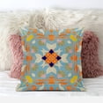 thumbnail image 3 of Amrita Sen Designs  16 x 16 in. Venetian Flower Paisley Duo Suede Zippered Pillow with Insert - Light Blue & Orange, 3 of 4