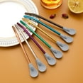 thumbnail image 2 of ENJOYW Straw Spoon Reusable Detachable Stainless Steel Loose Leaf Filter Spoon Straw for Cafe Straw Spoon, 2 of 7