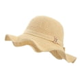 thumbnail image 1 of TIEVOSA Womens Hat Summer Sun Hat Beach Tourism Hat Ruffle Edge Bow Sun Hat（Beige）, 1 of 5