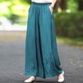 thumbnail image 6 of Delayuji Women's Linen Pant Embroidered Summer Loose Elastic Waist Casual Baggy Pants Wide Leg Pants Plus Size M-4XL, 6 of 7