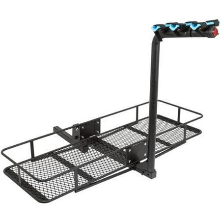 3-Bicycle 60" Folding Cargo Carrier Basket Rack Combo for 2" Hitches