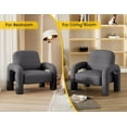 thumbnail image 4 of SEYNAR Modern Sherpa Accent Chair, Teddy Upholstered Armchair Single Sofa, Cozy Fluffy Reading Chair for Living Room, Bedrooms, Corner(Grey), 4 of 6
