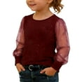 thumbnail image 4 of WOYY Big Girls Dressy Shirt Sequin Mesh Long Sleeve Crewneck Glitter Blouse, Sizes 7-8, 4 of 8