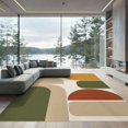 thumbnail image 2 of ODIKA 8'x10' Washable Area Rug Earthy Tones Geometric Abstract Artwork Modern Minimalist Shapes and Lines for Dining Room, Large Office, Lounge, Non-Slip Chair-Friendly Mat, 2 of 7