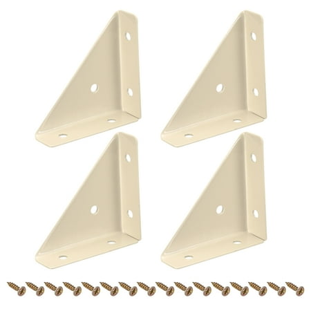 

4Pack Angle Corner Brackets 66mm x 66mm Cold Rolled Steel Braces Joining Support with Screws (Beige)