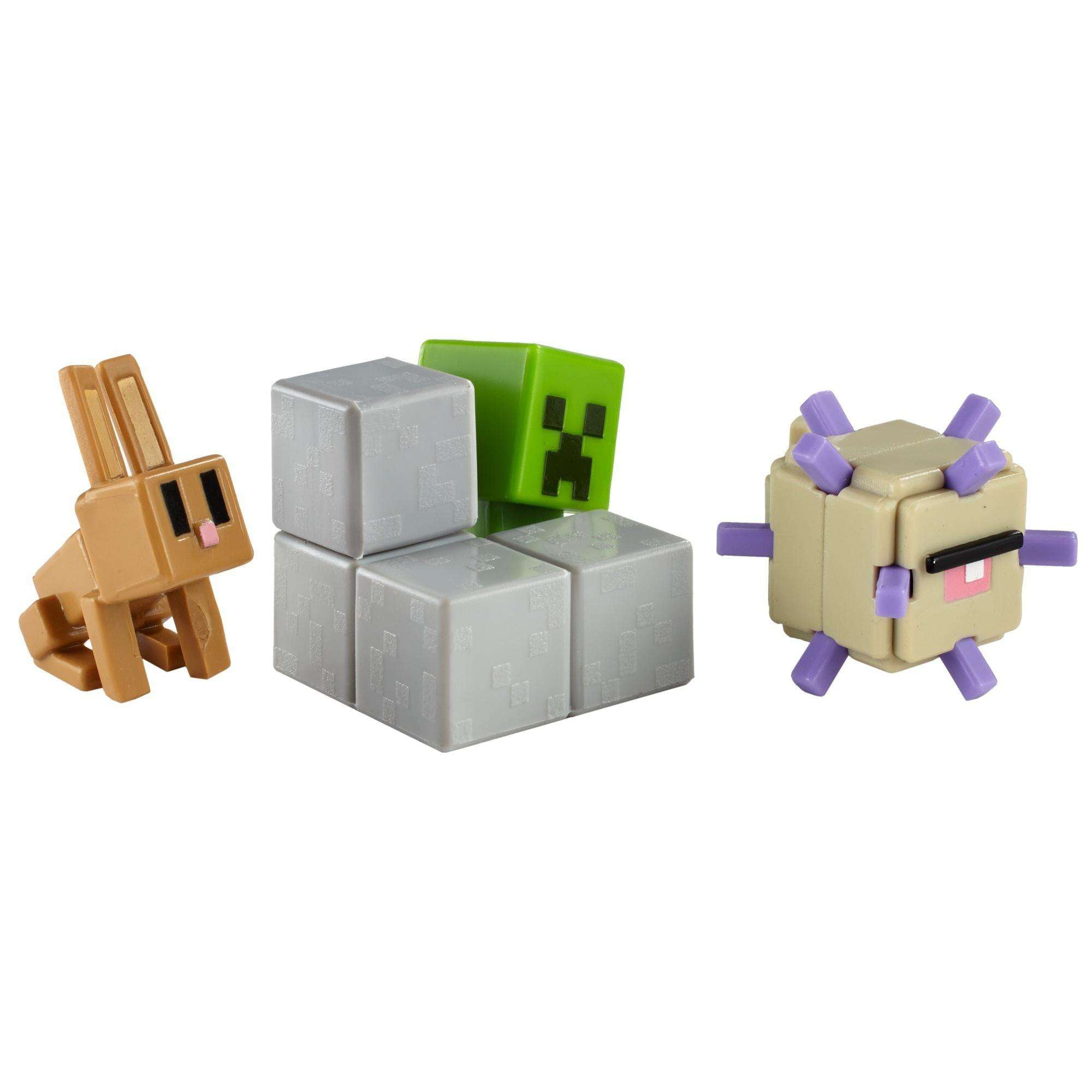 Minecraft Mini Figure 3pk Sneaky Creeper, Rabbit & Elder Guardian