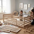 thumbnail image 1 of Cama Infantil Individual Venecia Montessori Con Barandales Sin Pintar Muebles GM, 1 of 5