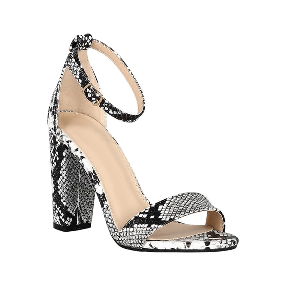 Women Open Toe Single Sole Ankle Strap Chunky Heel Sandal 18435
