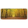 thumbnail image 1 of Fall Kitchen Mat, Pathway in Autumn Forest with Faded Seasonal Leaves Dramatic Romantic Season Scene, Plush Decorative Kitchen Mat with Non Slip Backing, 47" X 19", Yellow Brown, by Ambesonne, 1 of 1