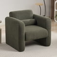 thumbnail image 2 of Euroco Modern Accent Chair Lambskin Sherpa Fabric Upholstered Comfy Reading Arm Chair Soft Padded Armchair with Back and Pillow,Seaweed Green, 2 of 9
