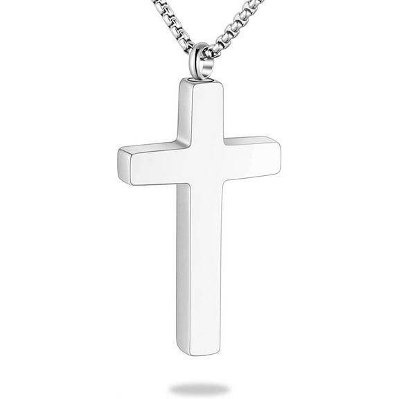 Cremation Necklace for Ashes Stainless Steel Cross Pendant Urn Necklace Memorial Keepsake Jewelry for Men Women