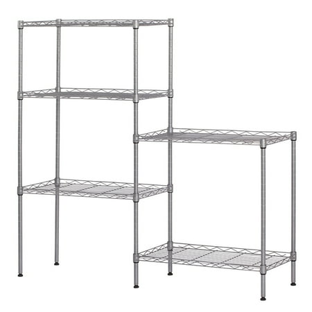 

Changeable Assembly Floor Standing Carbon Steel Storage Rack Silver Strong Anti-Rust Performance Can Well Protect Objects From Falling
