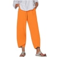 thumbnail image 3 of AGWOLF Womens Capri Pants Plus Size Wide Leg Barrel Pant Baggy Petal Hem Elastic Waisted Harem Capris Casual Summer Ankle Length Trousers with Pockets Yellow M, 3 of 6