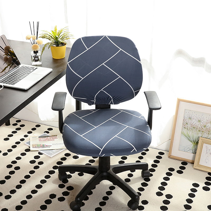 Split Protective & Stretchable Cloth Polyester Universal Desk Task Chair Chair Covers Stretch Rotating Chair Slipcover Computer Office Chair Cover 