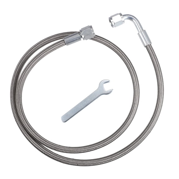 Unique Bargains 4AN Turbo Oil Feed Line Stainless Steel Braided AN4 90 Degree Hose End 36"