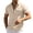 Beige, variant on Men's Cotton Linen Button Down Shirt Collared Short Sleeve Shirt with Pockets 3XL