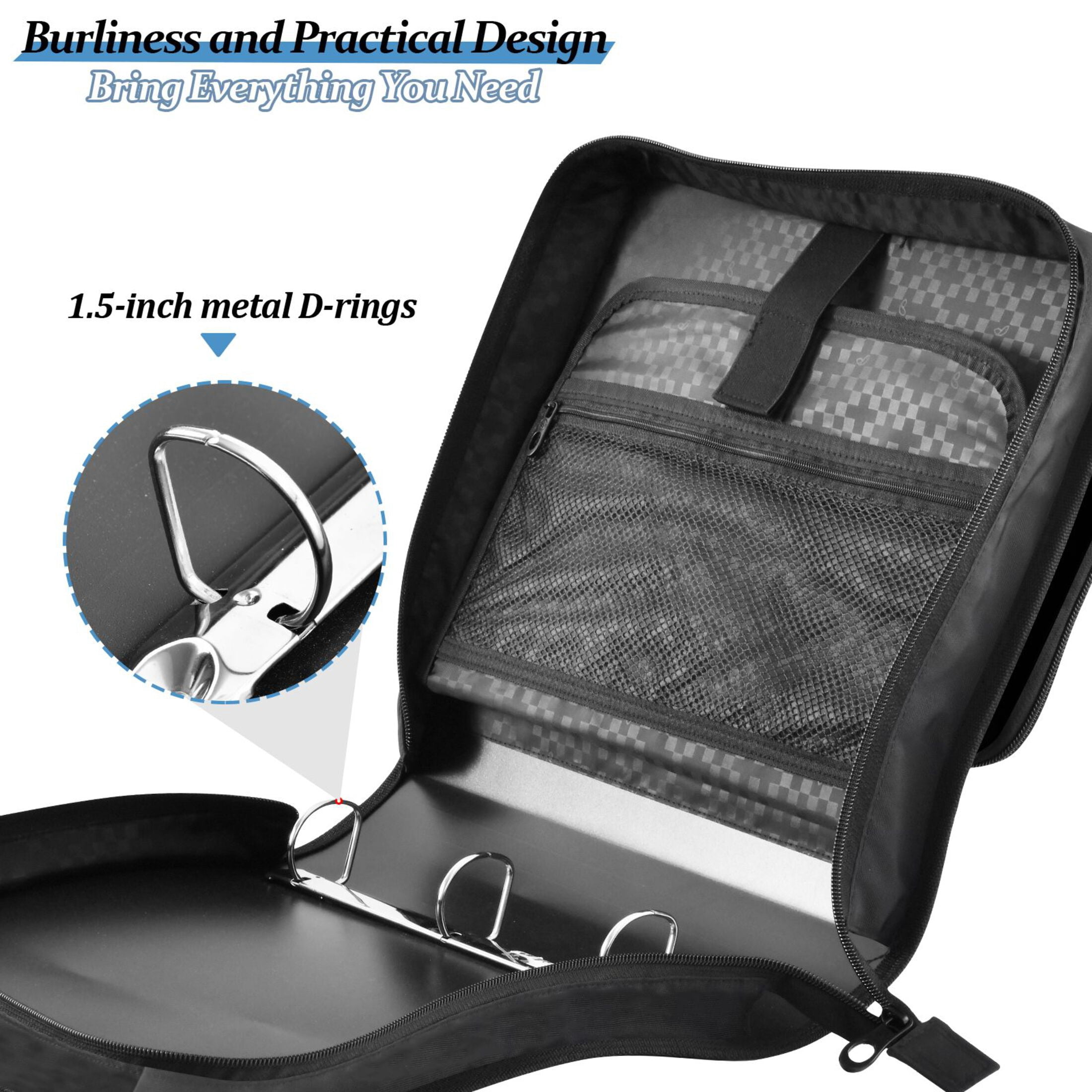 3 Ring Zipper Binder with Shoulder Strap Waterproof Trapper Keeper 2 Inch D-Ring 500 Sheets Capacity Solar Eclipse