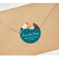 thumbnail image 3 of Darling Souvenir Round 45 Pcs Floral Save The Date Stickers Wedding Personalized Bride Groom Names And Date Envelope Seals - Teal Blue, 3 of 4
