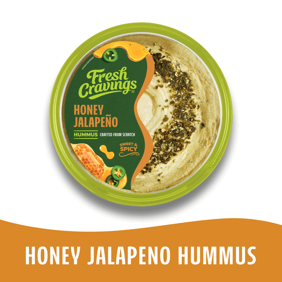 Fresh Cravings Honey Jalapeno Hummus,10 oz. Plastic Tub, Gluten-Free, Dairy-Free, 2 Tbsp (32g), Contains Sesame