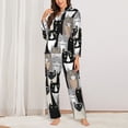 thumbnail image 3 of Kll Colors Cats Print Women'S Long Sleeve Pajamas With Pants Sleepwear Loungewear 2 Set-Large, 3 of 9