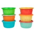 thumbnail image 1 of Take & Toss 6x8oz Toddler Bowls with Lids Neon Rainbow, 1 of 2