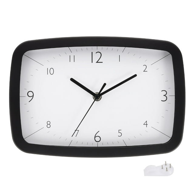Reloj de pared rectangular Uxcell de 11 pulgadas, silencioso y sin tictac, reloj de cuarzo a pilas, decoración, negro