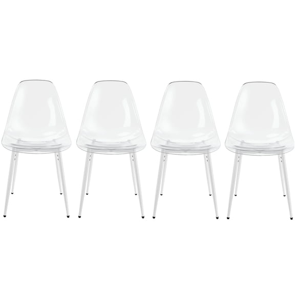 JERFIT 4-Pack Antique White Dining Chairs with Iron Legs and Plastic Seats, Modern Kitchen Side Chairs for Dining Room, Office, and Living Space
