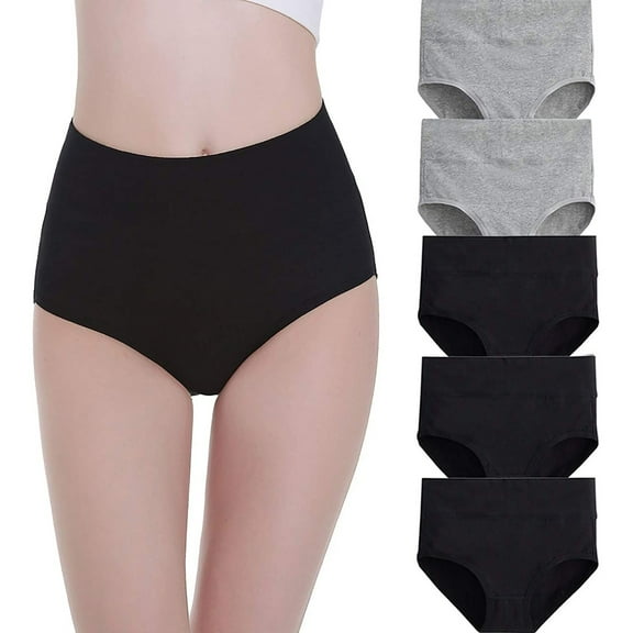 WCJM Women's nylon underwear including 5x underwear Gray Black Polyester 5 Pieces Women Comfortable Lingerie Temptation Mid-waist Panties Underwear